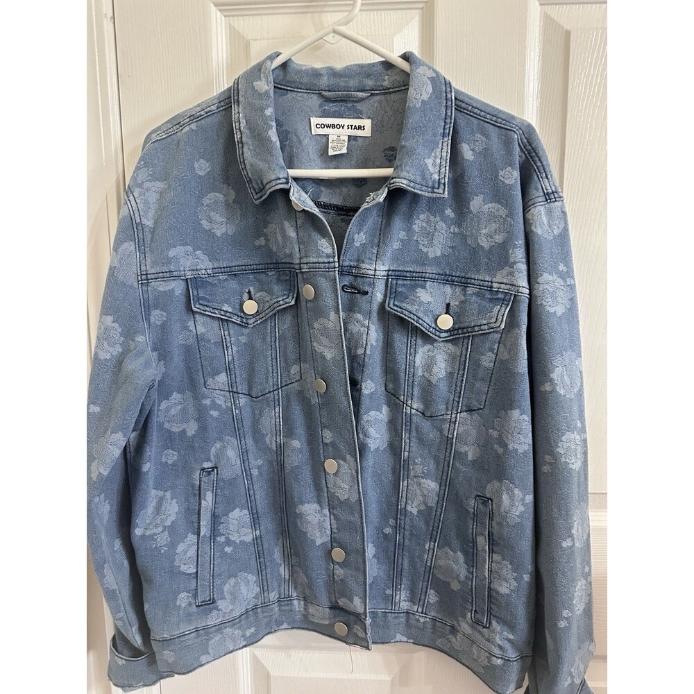 Cowboy Stars Floral Print Denim Blend Jacket. Size M.